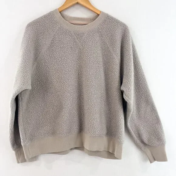 Everlane Renew Fleece Raglan Sweater XL Crewneck Sweatshirt Gray Casual - Picture 2 of 7